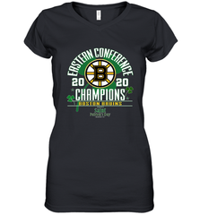 NHL ST PATRICK'S DAY Boston Bruins Fanatics 2020 Eastern Conference Champions Defensive Zone Women's V-Neck T-Shirt Women's V-Neck T-Shirt - FordPhuMy