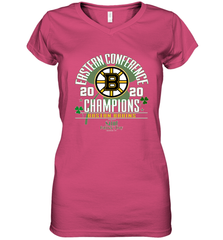 NHL ST PATRICK'S DAY Boston Bruins Fanatics 2020 Eastern Conference Champions Defensive Zone Women's V-Neck T-Shirt Women's V-Neck T-Shirt - FordPhuMy