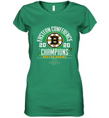 NHL ST PATRICK'S DAY Boston Bruins Fanatics 2020 Eastern Conference Champions Defensive Zone Women's V-Neck T-Shirt Women's V-Neck T-Shirt - FordPhuMy