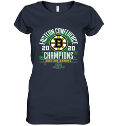 NHL ST PATRICK'S DAY Boston Bruins Fanatics 2020 Eastern Conference Champions Defensive Zone Women's V-Neck T-Shirt