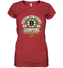 NHL ST PATRICK'S DAY Boston Bruins Fanatics 2020 Eastern Conference Champions Defensive Zone Women's V-Neck T-Shirt Women's V-Neck T-Shirt - FordPhuMy