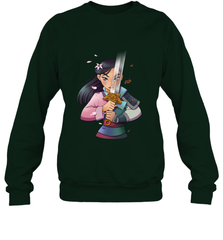 Disney Mulan Anime Half Girl Half Warrior Crewneck Sweatshirt Crewneck Sweatshirt - FordPhuMy