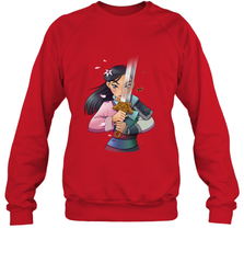 Disney Mulan Anime Half Girl Half Warrior Crewneck Sweatshirt Crewneck Sweatshirt - FordPhuMy