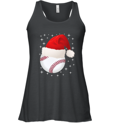 Christmas Stars baseball Ball Santa Hat Funny Sport Xmas Women's Racerback Tank
