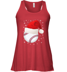 Christmas Stars baseball Ball Santa Hat Funny Sport Xmas Women's Racerback Tank