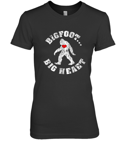Bigfoot Heart Valentine's Day Lover Art Graphics Great Gift Women's Premium T-Shirt Women's Premium T-Shirt / Black / XS Women's Premium T-Shirt - FordPhuMy