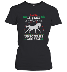 Santa Is Fake Unicorns Are Real Cute Ugly Christmas Sweater Women's T-Shirt