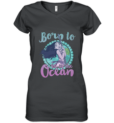 Disney Moana Born To Be In The Ocean Painted Women's V-Neck T-Shirt Women's V-Neck T-Shirt - FordPhuMy