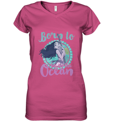 Disney Moana Born To Be In The Ocean Painted Women's V-Neck T-Shirt Women's V-Neck T-Shirt - FordPhuMy