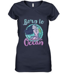 Disney Moana Born To Be In The Ocean Painted Women's V-Neck T-Shirt Women's V-Neck T-Shirt - FordPhuMy