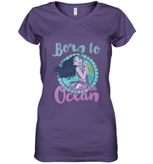 Disney Moana Born To Be In The Ocean Painted Women's V-Neck T-Shirt Women's V-Neck T-Shirt - FordPhuMy