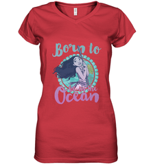 Disney Moana Born To Be In The Ocean Painted Women's V-Neck T-Shirt Women's V-Neck T-Shirt - FordPhuMy
