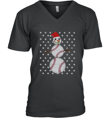 UGLY CHRISTMAS Baseball Snowman Holiday Santa Funny Men Gift Men's V-Neck Men's V-Neck / Black / S Men's V-Neck - FordPhuMy