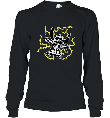 Disney Stitch Skeleton Halloween Long Sleeve T-Shirt Long Sleeve T-Shirt / Black / S Long Sleeve T-Shirt - FordPhuMy
