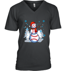 DABBING BASEBALL SNOWMAN _ Christmas Funny Men's V-Neck