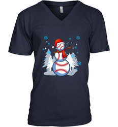 DABBING BASEBALL SNOWMAN _ Christmas Funny Men's V-Neck