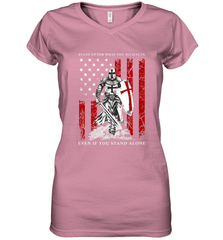 Knight Templar American Flag Women's V-Neck T-Shirt Women's V-Neck T-Shirt - FordPhuMy