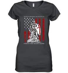 Knight Templar American Flag Women's V-Neck T-Shirt