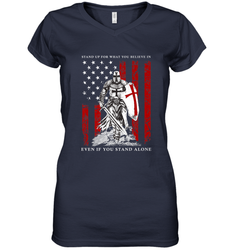 Knight Templar American Flag Women's V-Neck T-Shirt