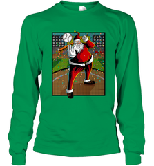 Baseball Santa Ugly Christmas Sports Graphic Print Design Long Sleeve T-Shirt Long Sleeve T-Shirt - FordPhuMy