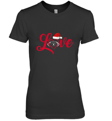 NFL Oakland Raiders Logo Christmas Santa Hat Love Heart Football Team Women's Premium T-Shirt
