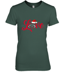NFL Oakland Raiders Logo Christmas Santa Hat Love Heart Football Team Women's Premium T-Shirt Women's Premium T-Shirt - FordPhuMy
