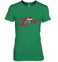 NFL Oakland Raiders Logo Christmas Santa Hat Love Heart Football Team Women's Premium T-Shirt