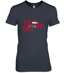 NFL Oakland Raiders Logo Christmas Santa Hat Love Heart Football Team Women's Premium T-Shirt Women's Premium T-Shirt - FordPhuMy