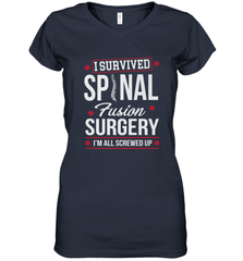 I Survived Spinal Fusion Surgery Women's V-Neck T-Shirt Women's V-Neck T-Shirt - FordPhuMy