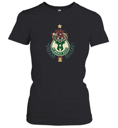NBA Milwaukee Bucks Logo merry Christmas gilf Women's T-Shirt