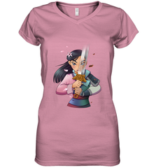 Disney Mulan Anime Half Girl Half Warrior Women's V-Neck T-Shirt Women's V-Neck T-Shirt - FordPhuMy