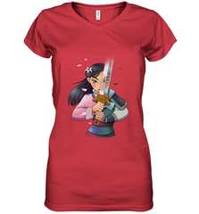 Disney Mulan Anime Half Girl Half Warrior Women's V-Neck T-Shirt Women's V-Neck T-Shirt - FordPhuMy