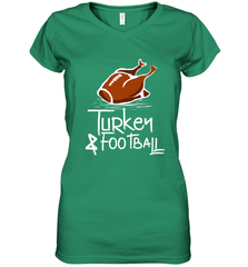 Turkey And Football Thanksgiving Day Football Fan Holiday Gift Women's V-Neck T-Shirt Women's V-Neck T-Shirt - FordPhuMy
