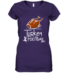 Turkey And Football Thanksgiving Day Football Fan Holiday Gift Women's V-Neck T-Shirt Women's V-Neck T-Shirt - FordPhuMy