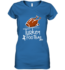 Turkey And Football Thanksgiving Day Football Fan Holiday Gift Women's V-Neck T-Shirt Women's V-Neck T-Shirt - FordPhuMy
