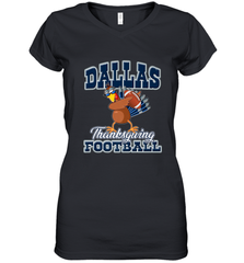 Dallas Thanksgiving Day Funny Turkey Playing Texas Football Premium T Shirt Women's V-Neck T-Shirt Women's V-Neck T-Shirt - FordPhuMy