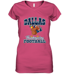 Dallas Thanksgiving Day Funny Turkey Playing Texas Football Premium T Shirt Women's V-Neck T-Shirt Women's V-Neck T-Shirt - FordPhuMy