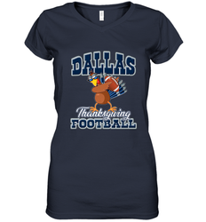 Dallas Thanksgiving Day Funny Turkey Playing Texas Football Premium T Shirt Women's V-Neck T-Shirt