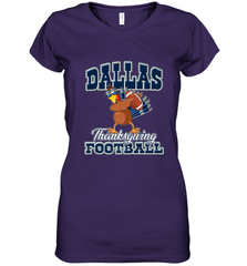 Dallas Thanksgiving Day Funny Turkey Playing Texas Football Premium T Shirt Women's V-Neck T-Shirt Women's V-Neck T-Shirt - FordPhuMy
