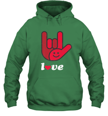 Cute Love Hand Sign Heart Valentines Day Retro Vintage Top Hooded Sweatshirt Hooded Sweatshirt - FordPhuMy