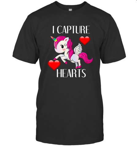 Girls Valentine's Day Unicorn I Capture Hearts Kids Gift Men's T-Shirt Men's T-Shirt / Black / S Men's T-Shirt - FordPhuMy