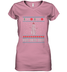 Christmas Baseball Snowman Ugly Christmas Xmas Women's V-Neck T-Shirt Women's V-Neck T-Shirt - FordPhuMy
