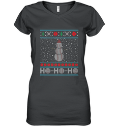 Christmas Baseball Snowman Ugly Christmas Xmas Women's V-Neck T-Shirt