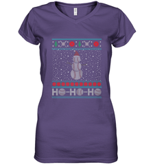 Christmas Baseball Snowman Ugly Christmas Xmas Women's V-Neck T-Shirt Women's V-Neck T-Shirt - FordPhuMy