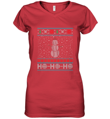 Christmas Baseball Snowman Ugly Christmas Xmas Women's V-Neck T-Shirt Women's V-Neck T-Shirt - FordPhuMy