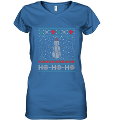 Christmas Baseball Snowman Ugly Christmas Xmas Women's V-Neck T-Shirt Women's V-Neck T-Shirt - FordPhuMy