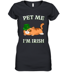 Pet Me I'm Irish Funny Cat Lover St. Patrick's Day Women's V-Neck T-Shirt Women's V-Neck T-Shirt - FordPhuMy