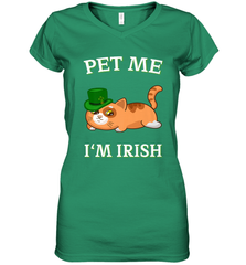 Pet Me I'm Irish Funny Cat Lover St. Patrick's Day Women's V-Neck T-Shirt Women's V-Neck T-Shirt - FordPhuMy