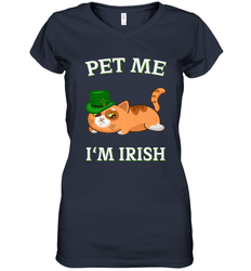 Pet Me I'm Irish Funny Cat Lover St. Patrick's Day Women's V-Neck T-Shirt