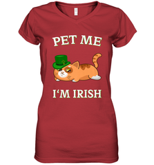 Pet Me I'm Irish Funny Cat Lover St. Patrick's Day Women's V-Neck T-Shirt Women's V-Neck T-Shirt - FordPhuMy